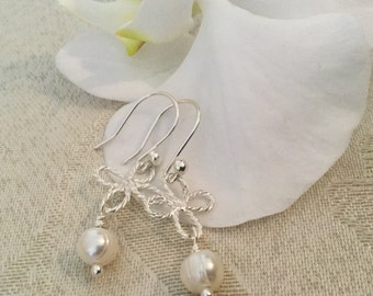 White Freshwater Pearl Earrings, Pearl Earrings, Sterling Silver Earrings, Bridal Earrings, Bridesmaid Gift