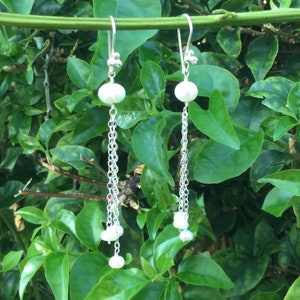 Pearl Dangle Earrings, White Pearl Earrings, Bride Pearl Earrings, Bridesmaid Earrings