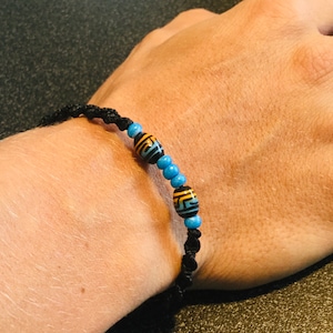 Black Macrame Bracelet, Turquoise Beaded Bracelet, Unisex Bracelet, Friendship Bracelet