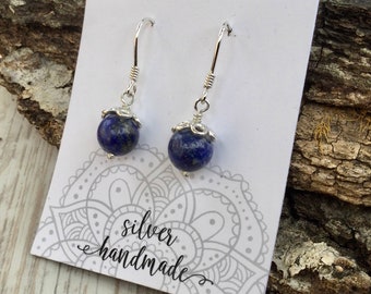 Lapis Lazuli örhängen, Lapis örhänge, Lapis smycken, Sterlingsilver, Dingla örhängen, Handgjorda örhängen