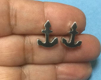 Petite Nautical Anchor Stud Earrings in Genuine 14K Yellow Gold for Be