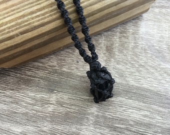 Raw Black Tourmaline Pendant Necklace, Protection Necklace, Black Crystal Necklace, Healing Crystal Pendant