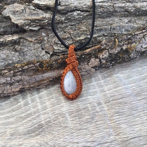 Rainbow Moonstone Pendant, Moonstone Wire Wrapped Copper Necklace, Copper Jewelry