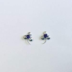 Amethyst Flower Stud Earrings, Double Sided Sterling Silver, February Birthstone  Earrings, Birthday Gift