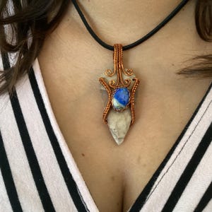 Unique Arrowhead Necklace With Sodalite Stone, Arrowhead Pendant, Good Luck Necklace, Energy Protection Necklace