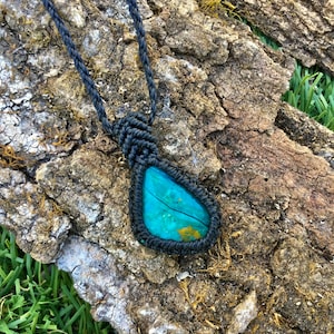Natural Chrysocolla Pendant Necklace, Crystal Energy Necklace, Gemstone Healing Pendant, Birthstone Gift