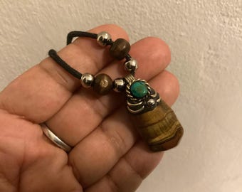 Raw Tiger Eye Pendant Necklace, Healing Crystal Pendant, Tiger Eye Jewelry, Anxiety Necklace