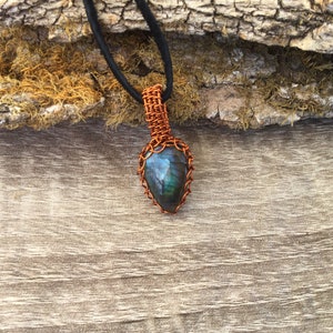 Labradorite Wire Wrap Pendant Necklace, Labradorite Gemstone Pendant, Wire Wrapped Necklace, Wire Wrap Jewelry