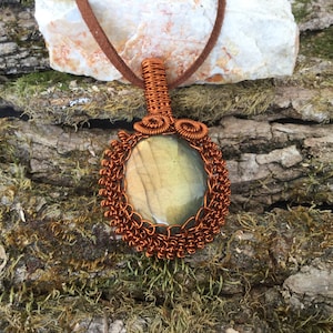 Labradorite Pendant,  Copper Wire Wrapped Necklace, Flash Labradorite Necklace, Gift For Her