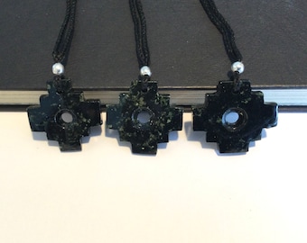 Inca Cross Pendant Necklace, Soap Stone Carved Pendant, Andean Cross, Chakana Pendant
