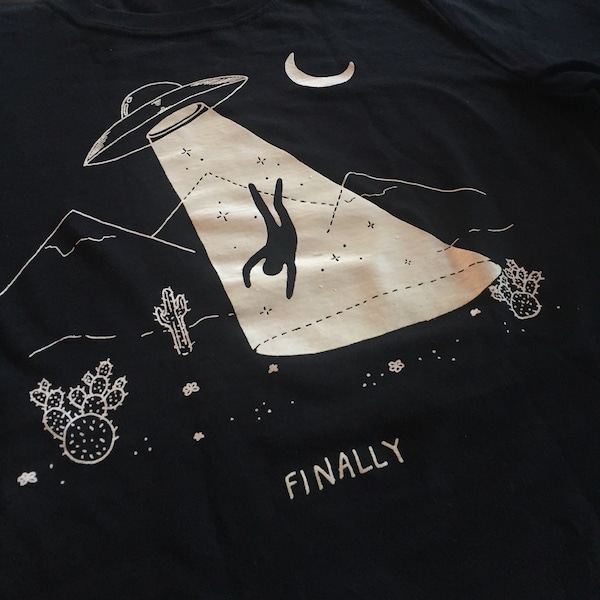 Finally UFO Abduction Tee Shirt | Glow In The Dark!