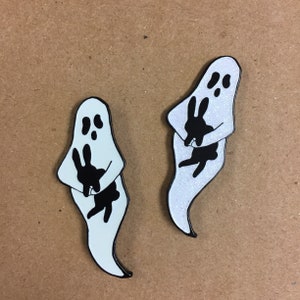 Ghost Bunny Enamel Pin | Glow in the Dark