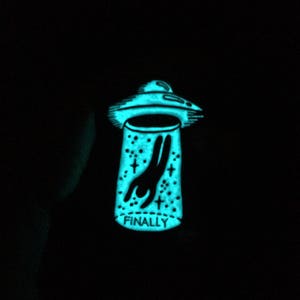 UFO Abduction Finally Glow in the Dark Enamel Pin image 2