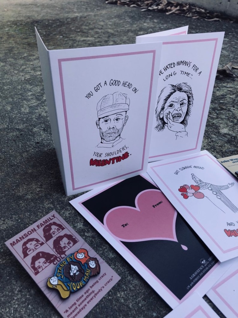 Serial Killer Valentines Day Cards Set 4x6 Flat and | Etsy