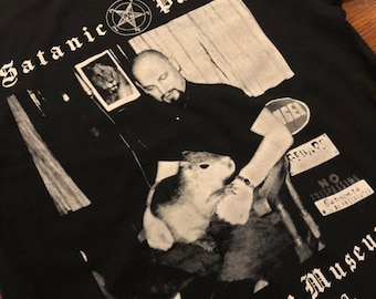 Anton LaVey & Capybara | Satanic Panic Graveface Museum Tee Shirt