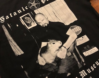 Anton LaVey & Capybara | Satanic Panic Graveface Museum T-shirt