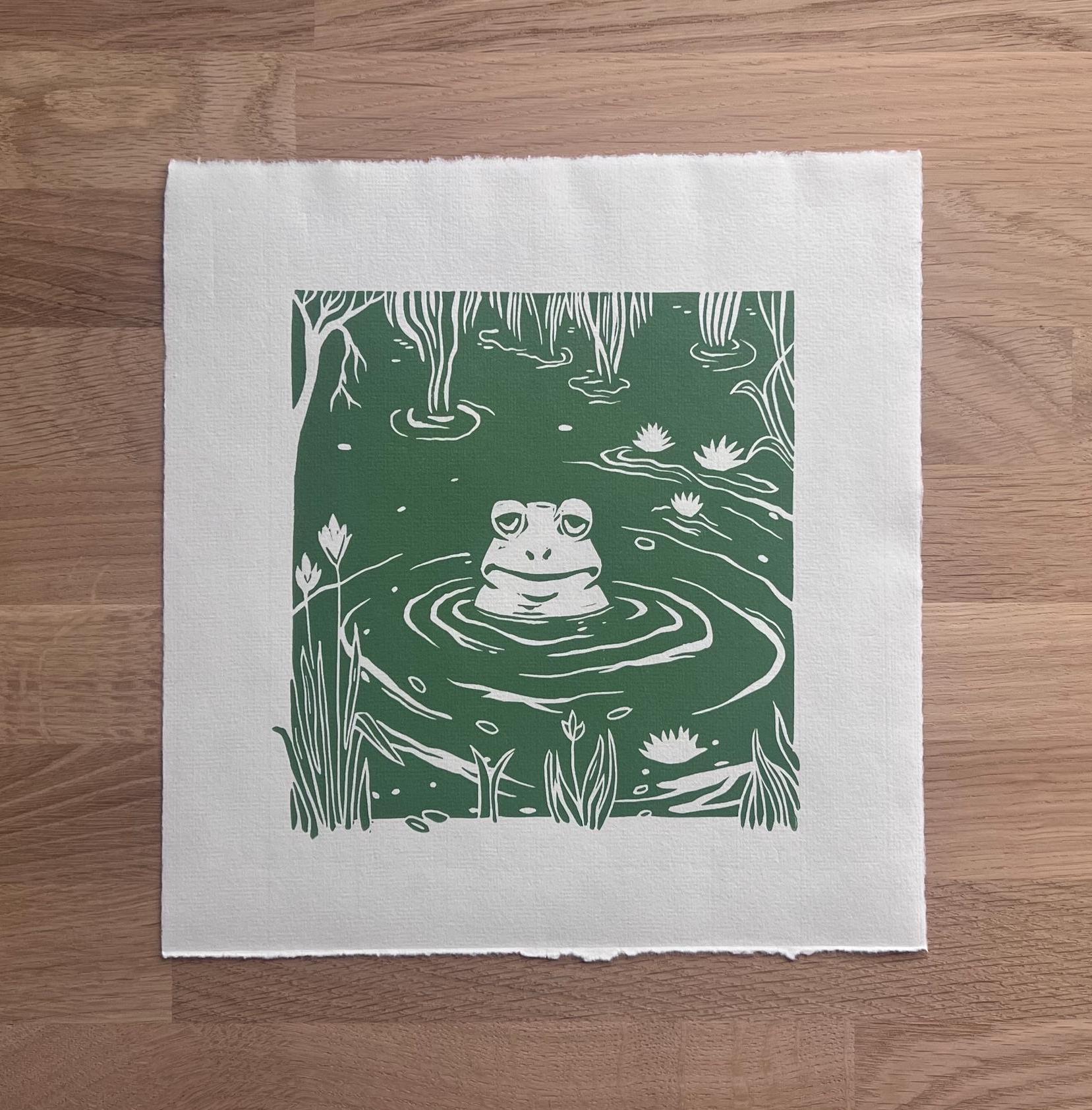 Frog Original Linocut Print, 10x10 In, Frog and Toad - Etsy