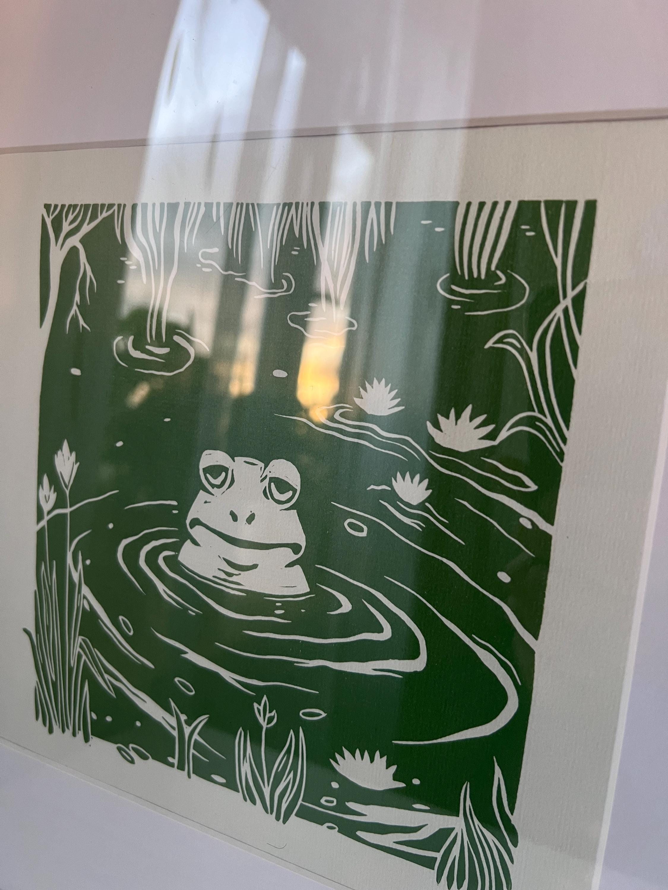 Frog Original Linocut Print, 10x10 In, Frog and Toad - Etsy