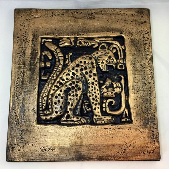 Mayan Jaguar Temple Carving Wall Art Sculpture Etsy