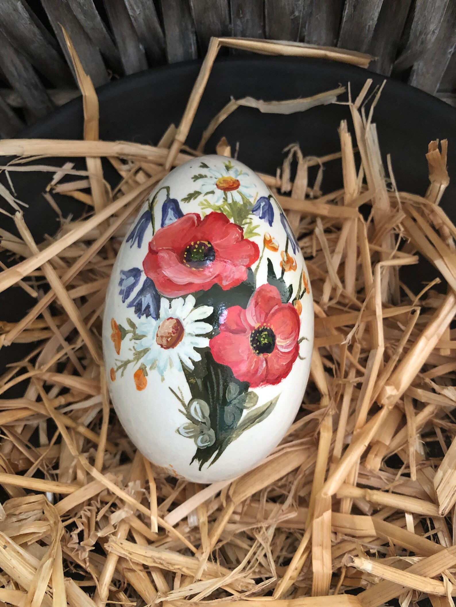 Unique Real Easter Decorated Goose Eggsflowers Painted Goose Etsy
