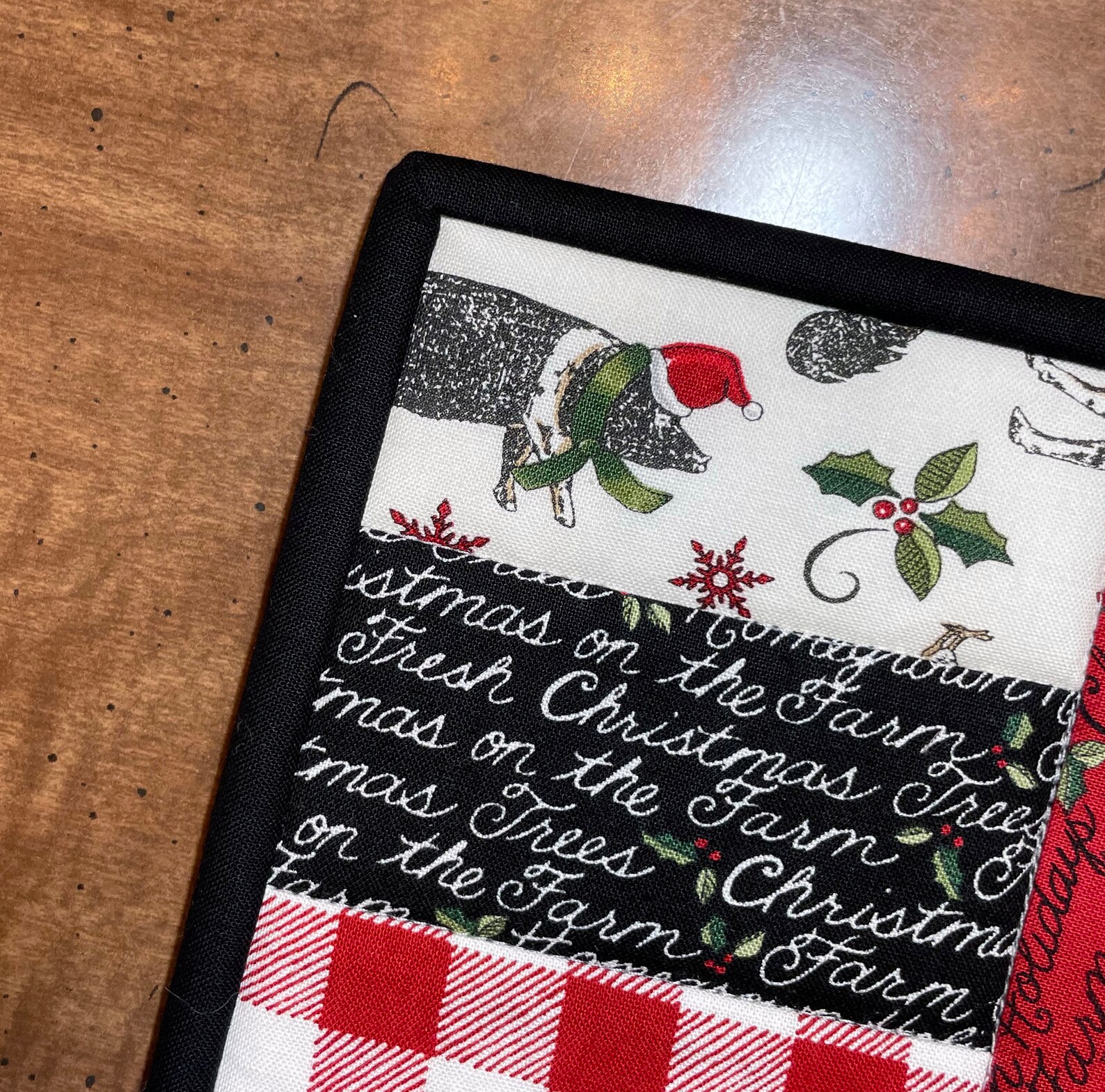 Quilted Christmas Mug Rug Pieced Red Truck Mug Mat Item Etsy