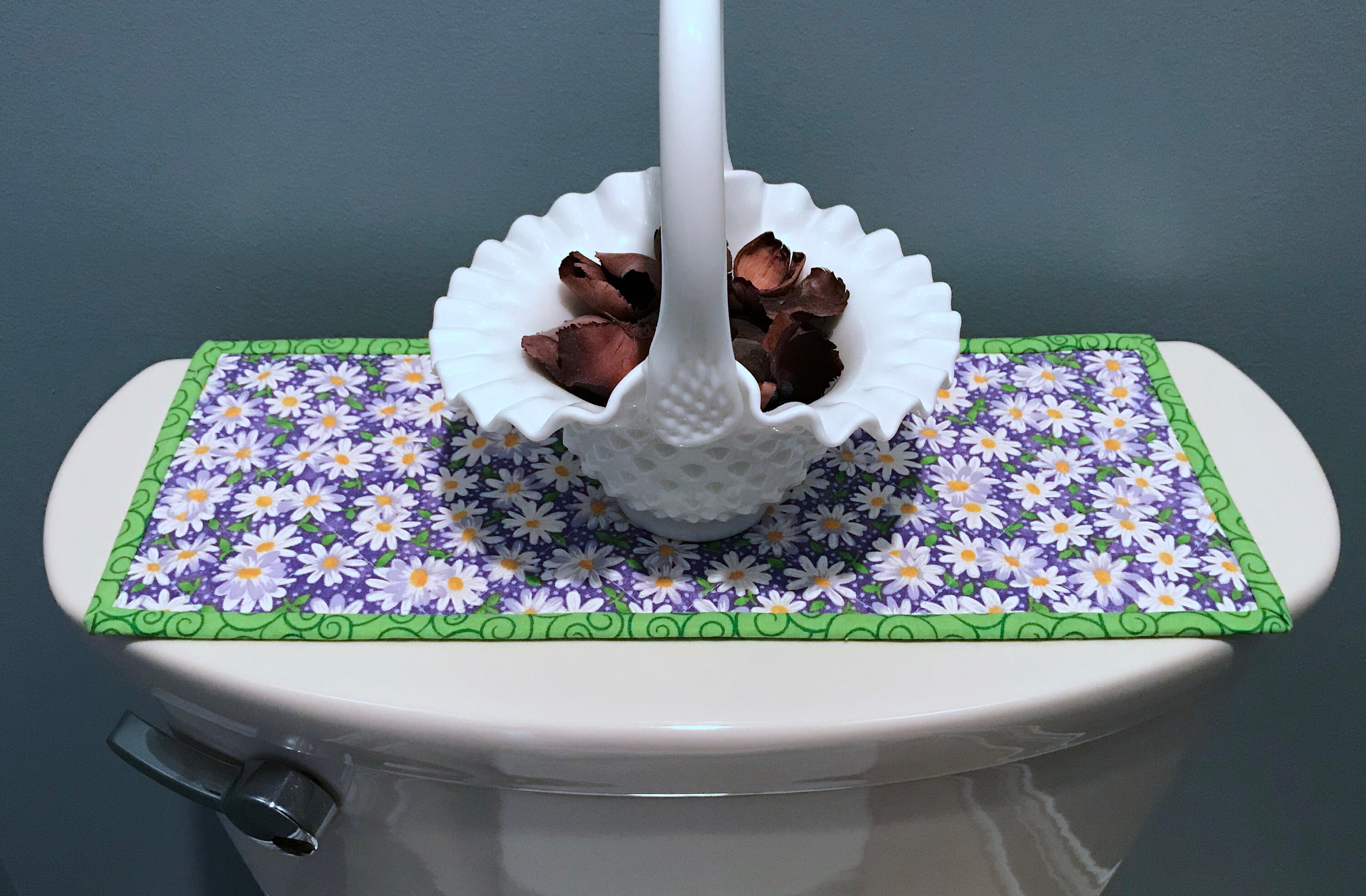 Quilted toilet tank topper floral commode topper item 687 Etsy