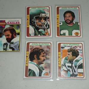 Philadelphia Eagles 1970s Vintage Football Card Lot - Topps John Bunting, Guy Morriss & More