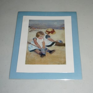 Collectible Mary Cassatt Print: &quot;Children Playing on the Beach&quot; (1980s Plate Signed) | Vintage Kids Room Decor