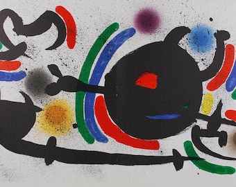 Vintage Abstract Wall Art: 1972 Joan Miró "Numbers X" Original Color Lithograph by Maeght