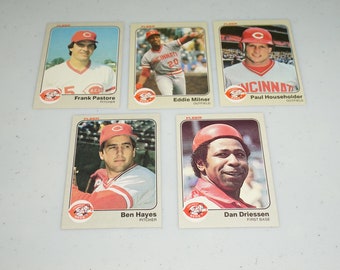 1983, Cincinnati Reds, Mixed Fleer Trading Card Lot, Dan Driessen, Eddie Milner and more