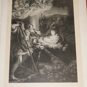 Antique Italian Art Reproduction: Antonio da Correggio&#39;s &quot;La Notte&quot; (The Nativity) Vintage