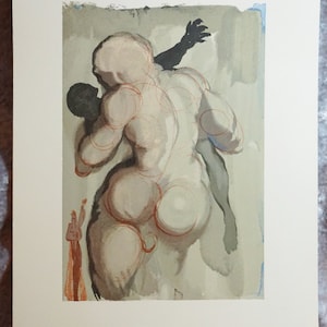 1963 Salvador Dali &quot;Fegefeuer VI&quot; | Original Vintage Holzschnitt | Göttliche Komödie Kunstdruck