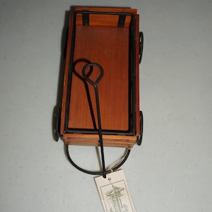 Vintage Dennis East Wooden Wagon | Decorative Small Wood Wagon with Original Tags