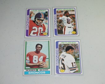 Vintage Denver Broncos Topps Card Lot - Gene Washington, Jim Turner - 1970s NFL Collectibles