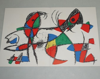 1970s Joan Miró "X" Original Lithograph | Vintage Abstract Collectible | Minimalist Wall Decor