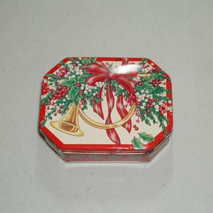 Small Christmas Tin Box | Vintage Keller-Charles Candy Container Collectible