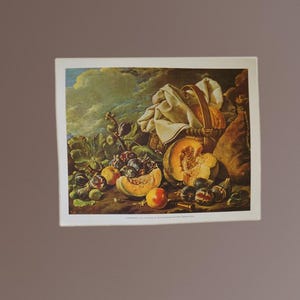 Luis Menendez &quot;Stillevenfruit&quot;, originele lithografie, keukendecor, ideeën voor eetkamerdecoratie