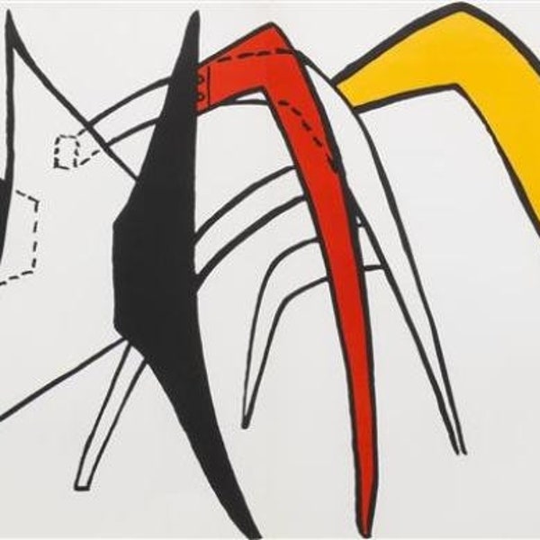 Alexander Calder, "Behind the Mirror", 1976 Derriere le Miroir, Double Page Vintage Lithograph