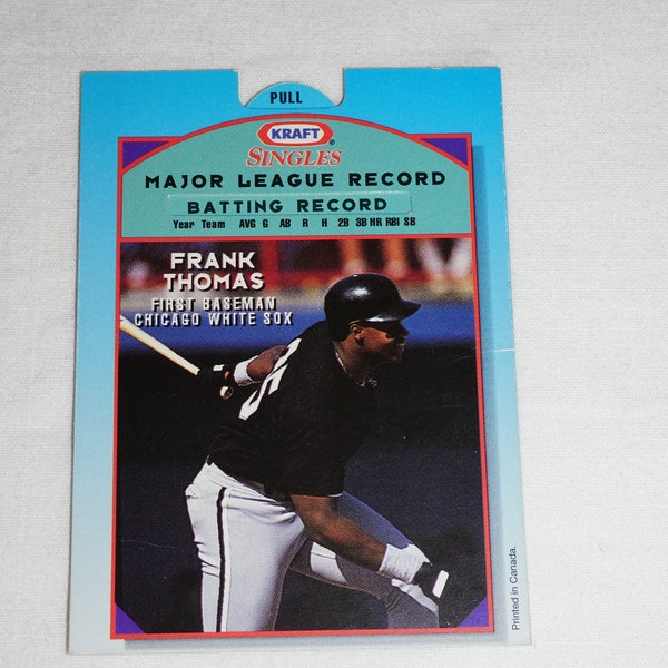 Frank Thomas, 1994 Kraft Singles,  Chicago White Sox, Superstars,  Pop-Ups - Food Issue #12 out of 38, Baseball Collectible Cards