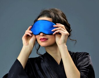 Blue Silk Sleep Mask: Anti-Wrinkle Eye Pillow, Travel Relaxation