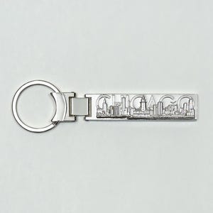 CHICAGO Skyline Keychain Art KEY RING Luxury Designer Unisex Gift Corporate Business Home Souvenir Limited Edition in 3D Raised Gold Metal