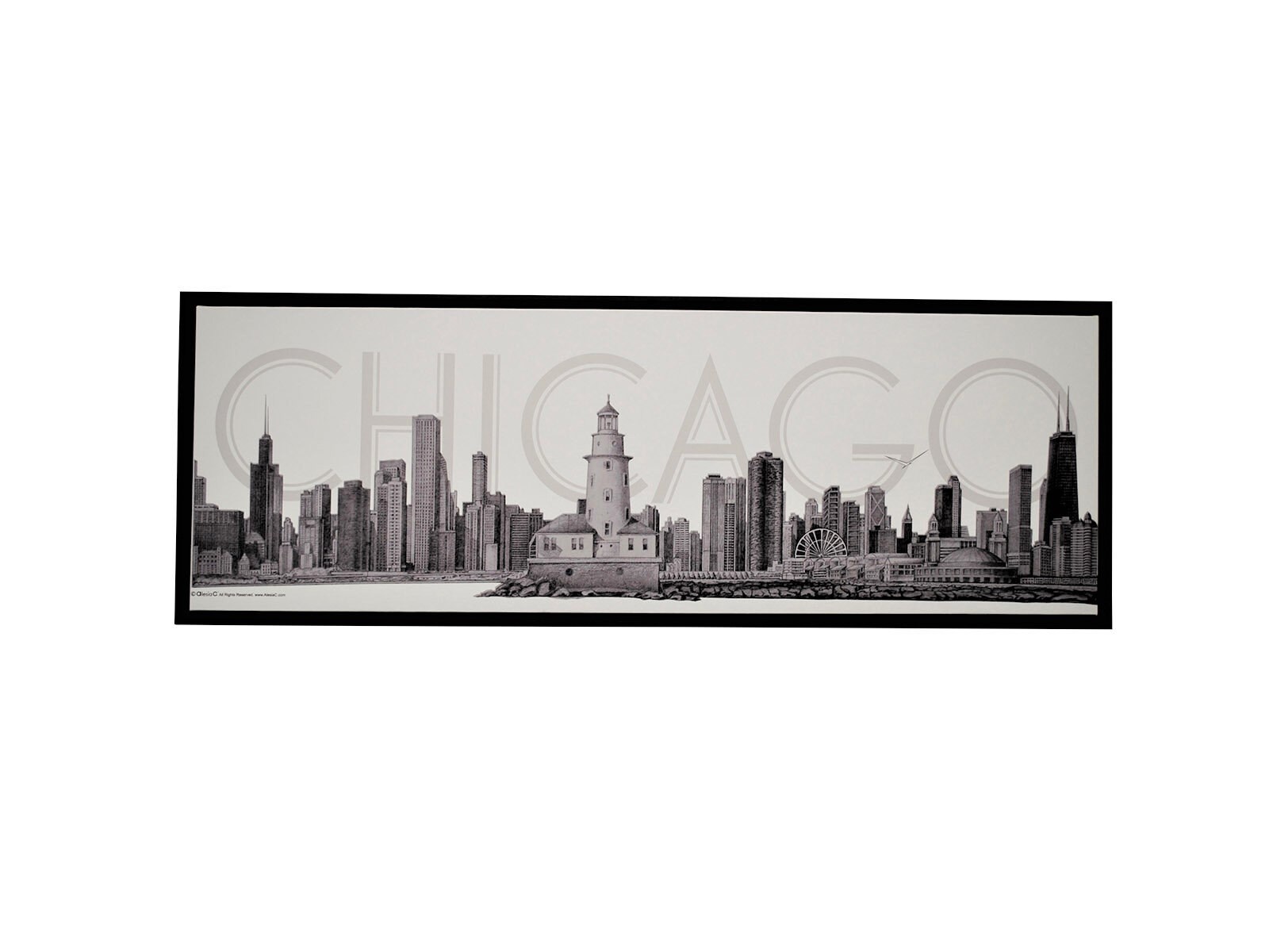 CHICAGO Skyline Canvas Floating Black Frame Copia de Bellas - Etsy España