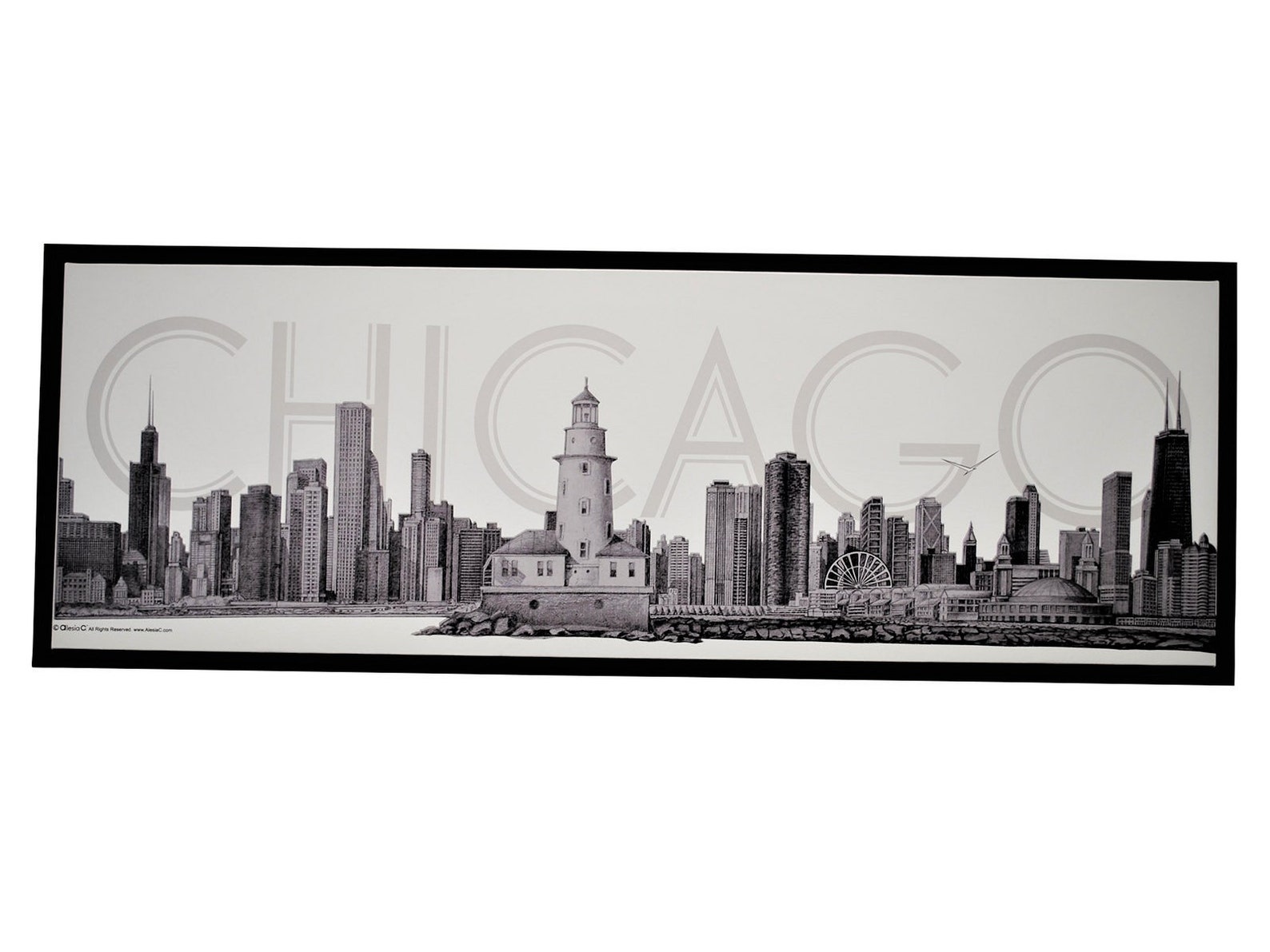 CHICAGO Skyline Canvas Floating Black Frame Copia de Bellas | Etsy