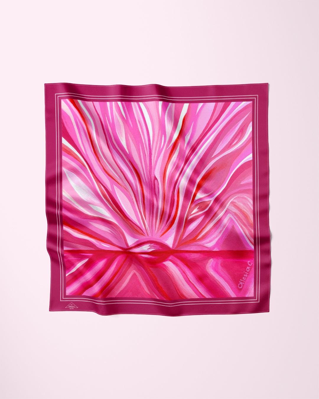 Limited Edition Pink Love Silk Scarf With Magenta Border | Art-a-porte ...