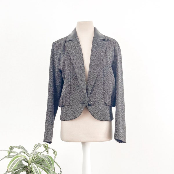 Vintage Jacket, Vintage Women's Jacket, 80s Jacket, Tweed Coat, Fall Coat, Women's Coat, Grey Tweed Bomber Jacket, 80s Fashion, Jacques Vert