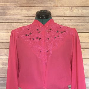 Vintage Shirt, Summer Shirt, Cute Shirt, Cute Top, Pink Shirt, 80s Blouse, Pink Shirt Women&#39;s, 80s Clothing Women, Party Wear, Office Blouse