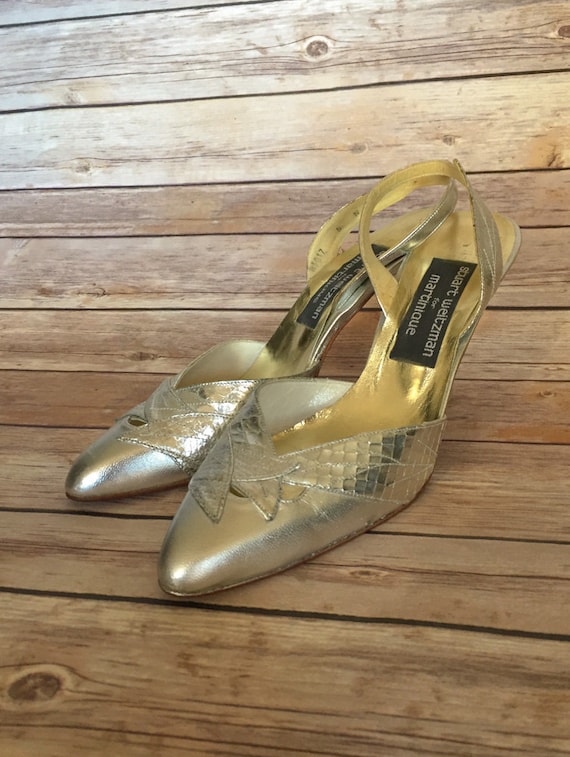 Vintage Shoes, Silver Pumps, Silver Heels, Bridal 