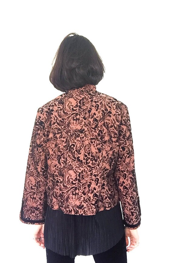 Vintage Rayon Mandarin Collar Jacket: Copper Brow… - image 8