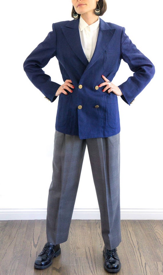 Vintage Linen Jacket, Tailored Blazer, Summer Bla… - image 2