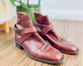 Vintage Brown Leather Ankle Boots: 90s Vero Cuoio Boots, US 6.5